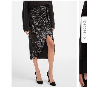 NWT High Waisted Sequin Wrap Midi Skirt
